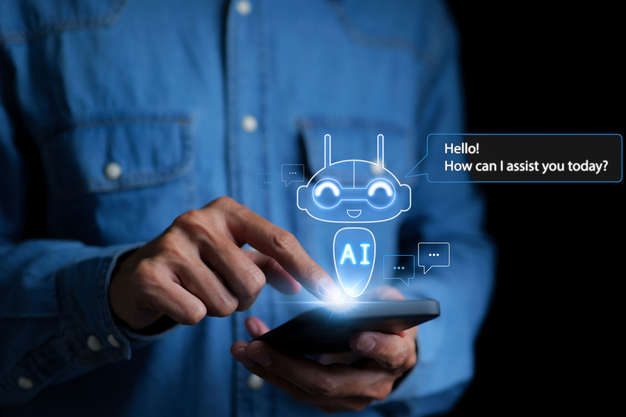 AI assistant on a smartphone used in AI-Driven Conversational Marketing.